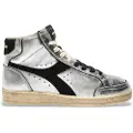 Diadora for woman. 201182226 Prestige High Metal Silver Leather Sneakers (38), Flat, Laces, Casual