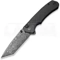 CIVIVI Button Lock Brazen Damascus foldekniv, Twill Carbon Fiber