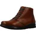 Fluchos for woman. F0356_SUGA_2CUE Leather ankle boots F0356_SUGA_2CUE Medium brown (41), 1 to 3 cm, Laces, Casual, Patent Leather