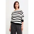 Twinset for woman. 252TP3091 Barchetta jumper black, white (S), Casual, Cotton