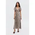 Rixo for woman. 010.00009.225.06047 Evie beige dress (S), Casual, Animal Print, Silk, Short sleeve