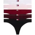Tommy Hilfiger for woman. UW0UW05642 Set of 5 thongs with multicolour logo on waistband (L), Homewear, Multicolor, Cotton