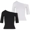 Urban Classics Organic Asymmetric Rib Kortarmet T-skjorte 2 Enheter