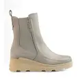 Hispanitas for woman. HI243692 Iron grey leather wedge ankle boots (41), 3 to 5 cm, Zip, Casual