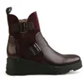Hispanitas for woman. HI243691 Maroon Velour leather ankle boots (36), 3 to 5 cm, Zip, Casual