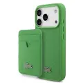 Lacoste iPhone 17 Pro Iconic Petit Pique MagSafe-deksel og magnetisk kortholder - grønn