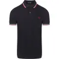 Fred perry for man. M3600 Polo shirt with navy piping (M), Casual, Cotton, Short sleeve