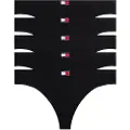 Tommy Hilfiger for woman. UW0UW05642 Set of 5 thongs with logo on waistband black (L), Homewear, Cotton