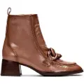 Hispanitas for woman. HI222337 Charlize brown leather ankle boots - Height heel 4,5cm (36), 3 to 5 cm, Zip, Casual