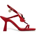 Hispanitas for woman. GOYA24 Sandals Goya red (37), Leather, 5 to 8 cm, Buckle, Casual, Party