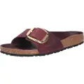 Birkenstock for woman. 1028031 Madrid Big Buckle Leather Sandals Leoi burgundy (38), Flat, None, Casual, Maroon