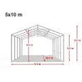TOOLPORT 5x10 m lagertelt, PVC-presenning, grå, med bunnramme, uten statikk