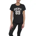 DKNY Arched 89 Distressed Rhinestone Logo Kortarmet T-skjorte