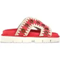 Mou for woman. MU.SW461013A Bio pink sandals (37), Leather, 1 to 3 cm, None, Casual