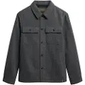 Superdry for man. M4011060A Merchant Herringbone overshirt grey (L), Casual, Wool, Long sleeve