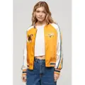 Superdry for woman. W5011666A Suikajan embroidered bomber jacket yellow (M), Casual, Polyester, Long sleeve