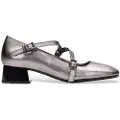 Hispanitas for woman. HI243671 Silver Soho Leather Ballerinas (40), 3 to 5 cm, Buckle, Casual