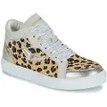 Zadig & Voltaire for girl. X60491 Leather Sneakers Hi beige (34), Flat, Laces, Casual, Animal Print, children's fashion