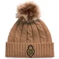 Ralph Lauren for woman. 454P04455002 Crest brown Pom Pom hat (OSFA), Casual, Recycled Polister