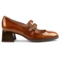 Hispanitas for woman. HI243717 Brown Mary Jane leather shoes (38), 1 to 3 cm, Buckle, Casual