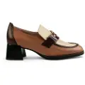 Hispanitas for woman. CHI243581 Brown Leather Moccasins Antifaz (37), 3 to 5 cm, None, Casual