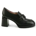 Hispanitas for woman. HI233022 Round toe leather shoes black (38), 3 to 5 cm, None, Casual