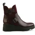 Hispanitas for woman. HI243691 Maroon Velour leather ankle boots (39), 3 to 5 cm, Zip, Casual