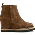 Alpe for woman. 550611 Musta brown leather ankle boots (38), 3 to 5 cm, Suede, Zip, Casual