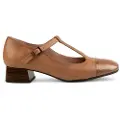 Hispanitas for woman. HI243667 Brown Strap leather ballerinas (39), 1 to 3 cm, Buckle, Casual