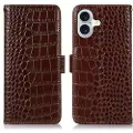 Mtp Products iPhone 17 Crocodile Series Lommebok-deksel i Lær med RFID - Brun