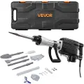 Vevor Rivningslufthammer, 2800 W kraftig elektrisk lufttrykkhammer, 1200 slag per minutt betongknekker med 3 meisler, en leirspade, bæreveske, hansker, for betong, vegg, murstein, fliser og fundament