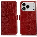 Mtp Products iPhone 17 Pro Max Crocodile Series Lommebok-deksel i Lær med RFID - Rød