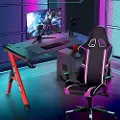 24hShop Stilrent Gamingbord med Justerbar RGB og Røde Stålben – 120x60 cm