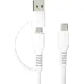 24hShop Forever 2-i-1 USB-C-kabel 1,5 m 3 A med USB-A-kontakt – hvit