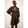 Ba&sh for woman. 1H25CYRI Brown Cyriala dress (34), Casual, Polyester, Long sleeve