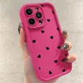 Mtp Products iPhone 12 Pro Max støtsikkert TPU-deksel med hjertemønster og forhøyede kanter - Varm Rosa