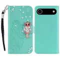 Mtp Products iPhone Air Ugle Rhinestone Lommebok-deksel med rhinestone - Cyan