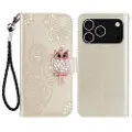 Mtp Products iPhone 17 Pro Max Ugle Rhinestone Lommebok-deksel - gull