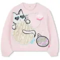 Billieblush for girl. U21380 Pink Cat jumper (6años= 114/119cm), Casual, Cotton, children's fashion