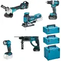 Makita Combo Set 18v Ddf484+dga513+dhr202+djv181+dml802 Elektrisk Skrutrekker