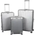 Borg Living Aluminiumskofferter - 3 stk. sett - Luksuriøse reisekofferter - Sølvfarget med TSA-lås