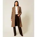 Twinset for woman. 252TT2430 Brown check wool mix coat (40), Casual