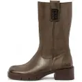 Art for woman. 112861122003_0G3 Leather Boots 1286 Warsaw brown greenish brown (38), 3 to 5 cm, Zip, Casual