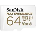 SanDisk Max Endurance - Flashminnekort (microSDXC til SD-adapter inkludert) - 64 GB - Video Class V30 / UHS-I U3 / Class10 - microSDXC UHS-I