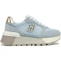 Liu Jo for woman. BA5049PX027S3686 Suede and mesh trainers with blue platform (37), Leather, 3 to 5 cm, Laces, Casual