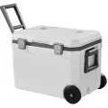 Vevor bærbar kjøleboks, 45 QT hjulkjøleboks med isretensjon, kraftige håndtak og koppholder, lett, isolert bærbar kjøleboks i stivt materiale, egnet for familiepiknik og lange turer