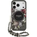 GUESS iPhone 17 Pro IML Flowers-deksel med perlerem - Svart