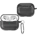 Mtp Products AirPods Pro 3 Børstet TPU-deksel med Karabinkroken - Karbonfiber - Svart