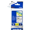 Brother 24 mm tape, svart tekst med hvit bunn, laminert, lengde 8m