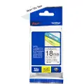 Brother 18 mm tape, svart tekst med hvit bunn, laminert, lengde 8m